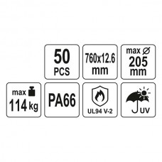 YT-70659 YATO Set 50 coliere din plastic 760 x 12...